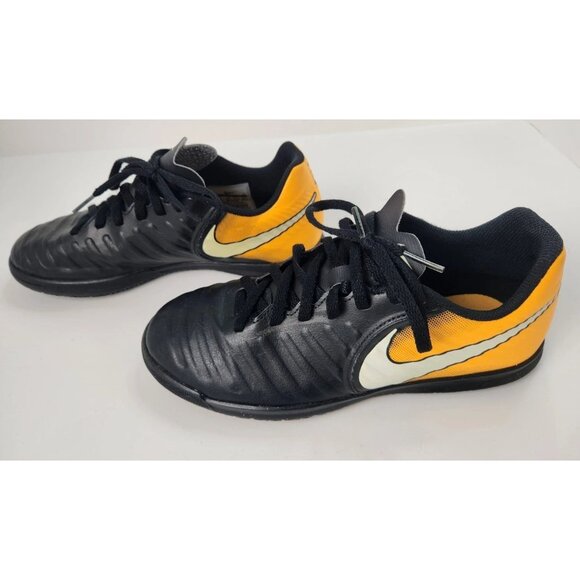 Nike Tiempo X Black & Yellow Astro Turf Football Shoes Size 5Y - Picture 1 of 9